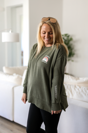 Anxiety Society Patch (Olive) - Acid Wash Sweatshirt / Crew