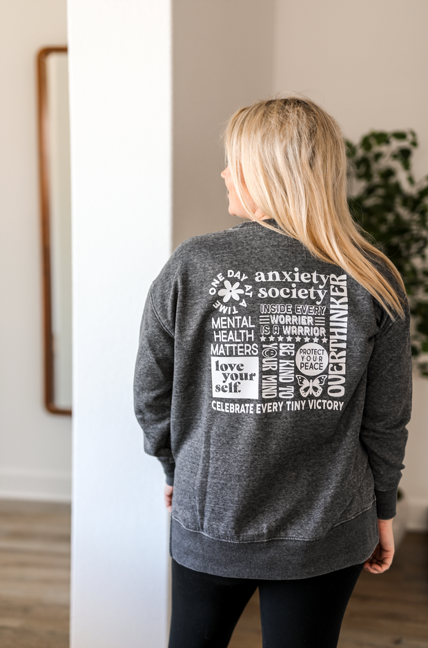 Anxiety Society Collage (Charcoal Burnout) - Sweatshirt/Crew