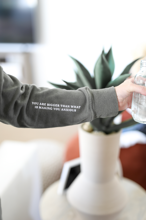 Anxiety Society Patch (Charcoal) - Acid Wash Sweatshirt / Crew