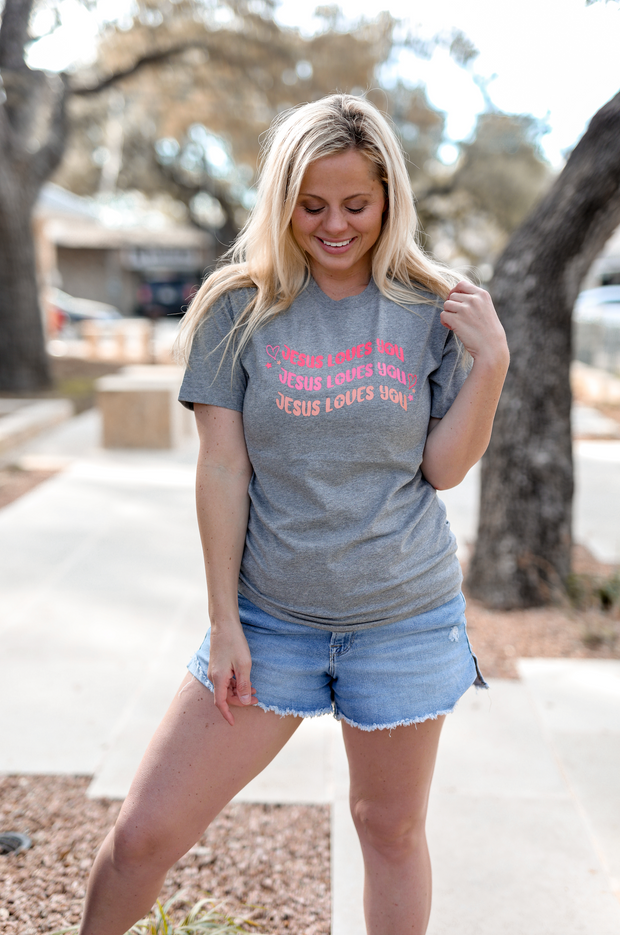 TSL - Jesus Loves You (Light Grey Heather) - Short Sleeve / Crew