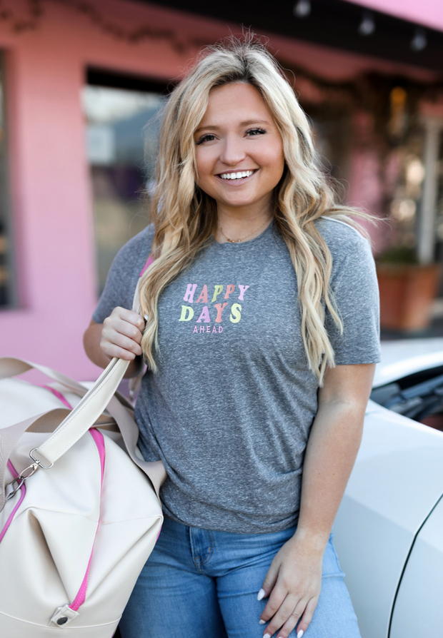 TSL - Happy Days Ahead Embroidery (Grey Triblend) - Short Sleeve / Crew