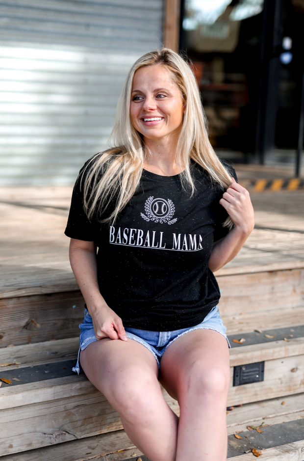 TSL - Regal Baseball Mama (Black Fleck) - Short Sleeve / Crew