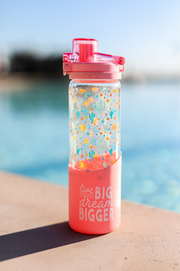 Glass Water Bottle (Pink) - Live Big Dream Bigger