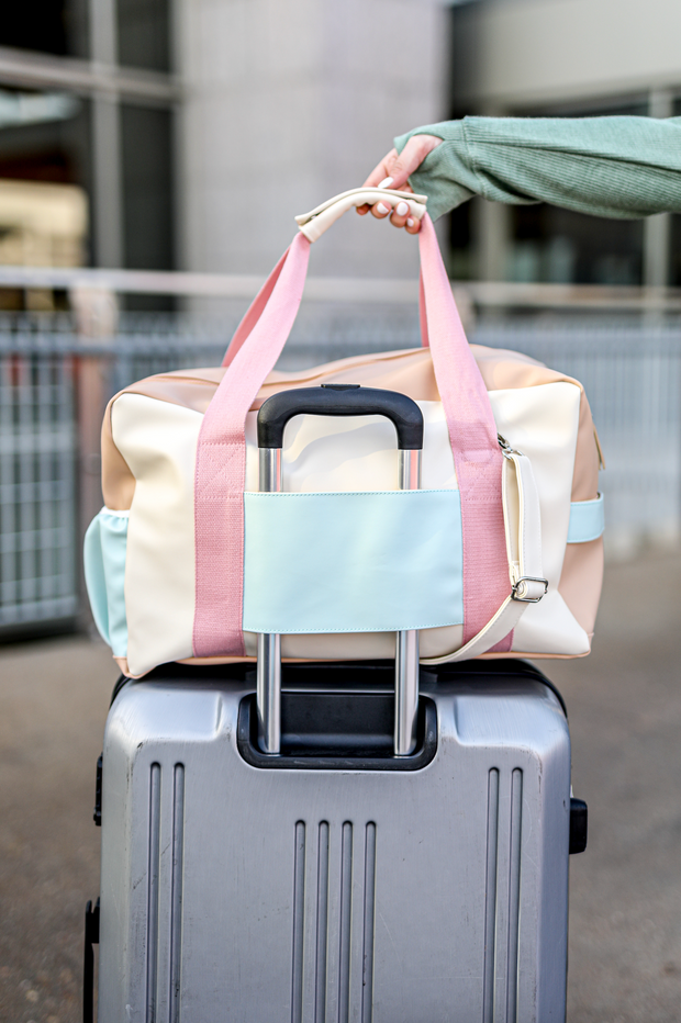 PRE-ORDER Custom Duffle Bag - Color Block Carry On (Cream/Light