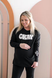 OKAY (Black Puff Print) - Sweatshirt / Crew