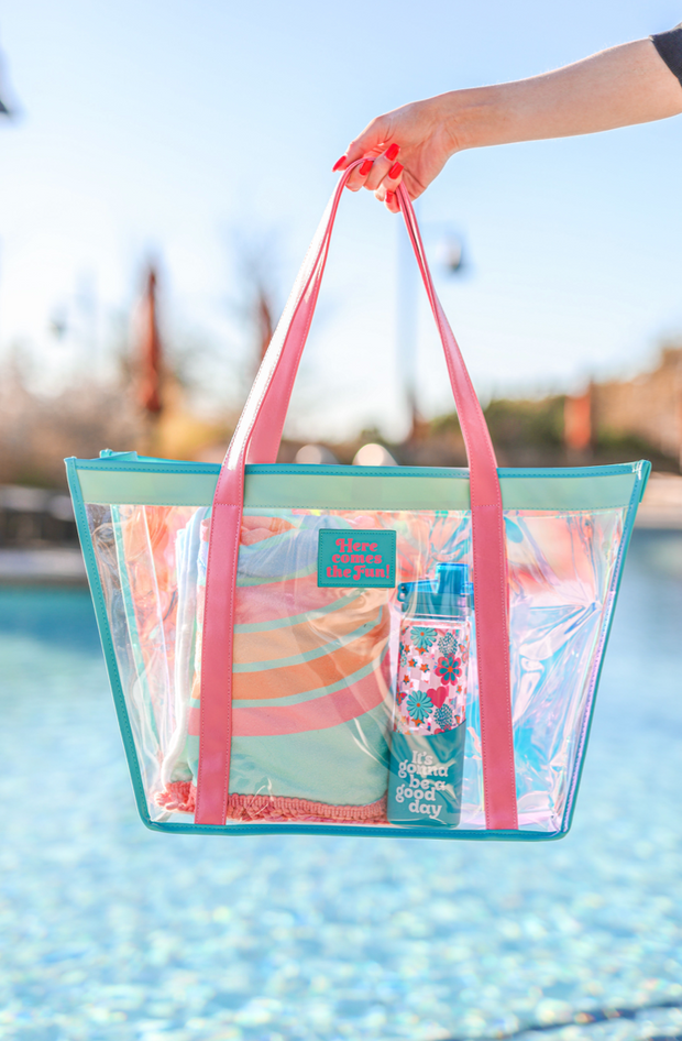 Happy Looks Good On You Pink Iridescent Tote