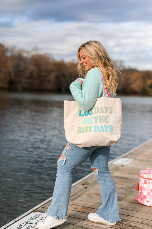 Canvas Tote - Lake Days Are The Best Days (Natural) – Jadelynn Brooke®