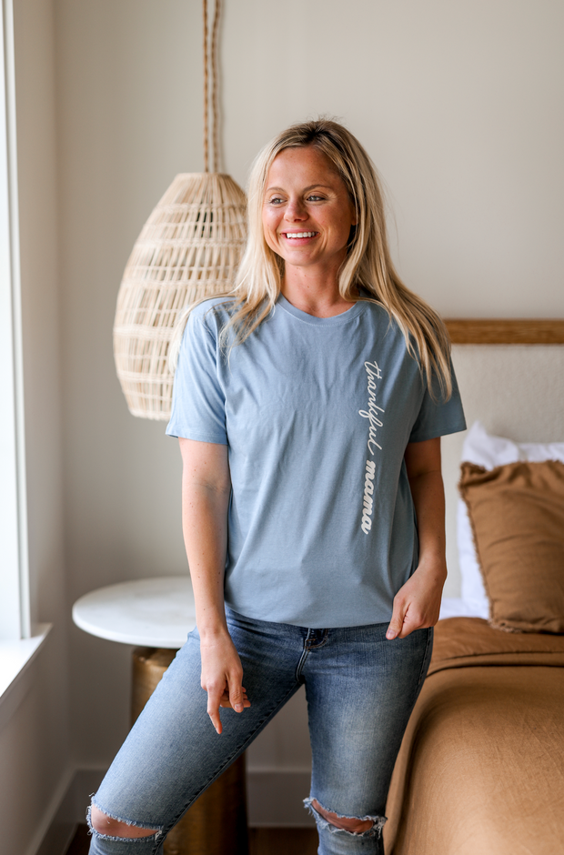 TSL - Thankful Mama (Steele Blue) - Short Sleeve / Crew