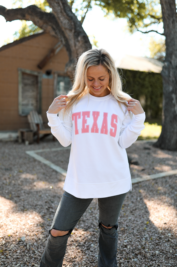 Custom Varsity State (White Puff Print) - Sweatshirt / Crew