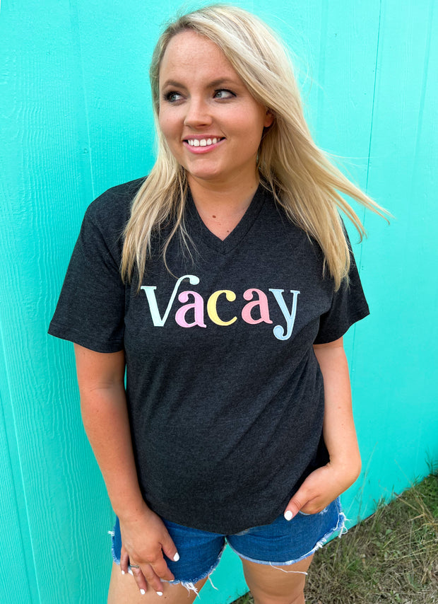 Vacay Patches (Black Heather) - Short Sleeve / V-Neck