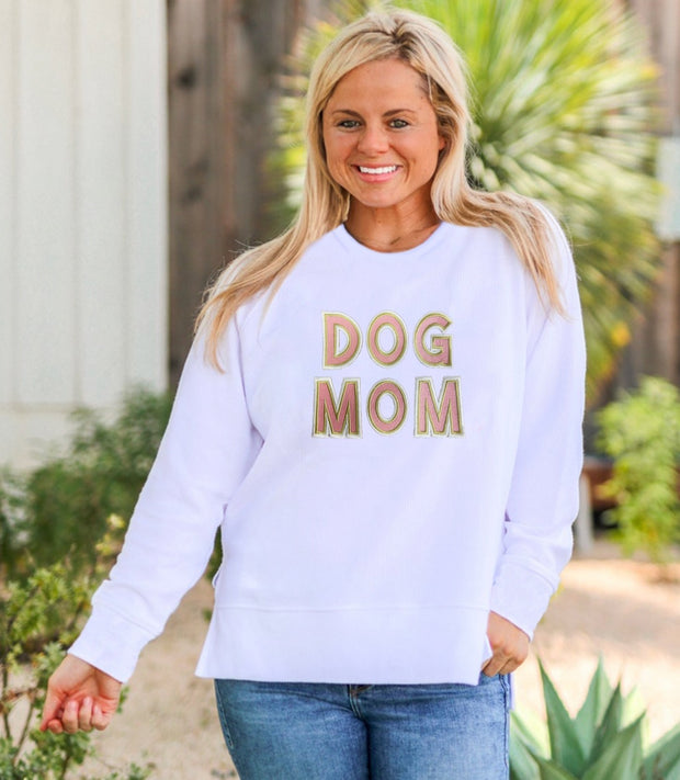 TSL - Dog Mom Patch (White) - Corded Sweatshirt / Crew